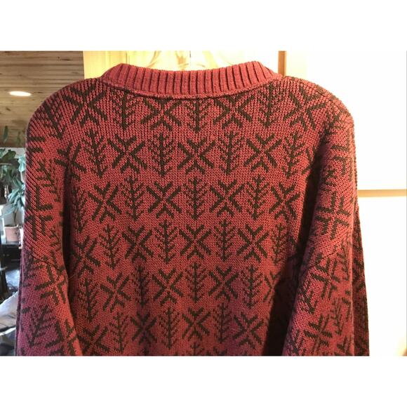 Alps Vintage Men’s M Red Geometric Long Sleeve Pullover Cotton Sweater - Picture 11 of 16